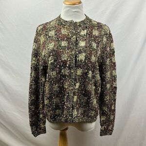 South cotton knitted by hand multicolor cardigan size large vintage